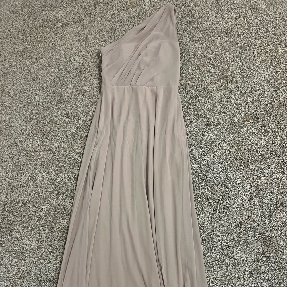 Elegant Taupe one shouldered Evening Gown